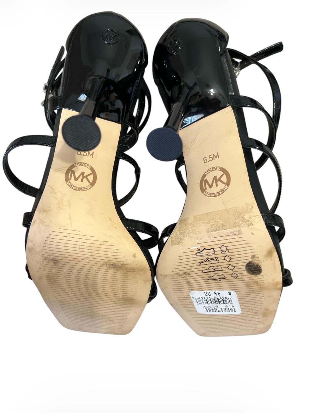 Michael Kors Imani Black Patent Strappy Stiletto Sandals with Square Toe - Picture 5 of 7